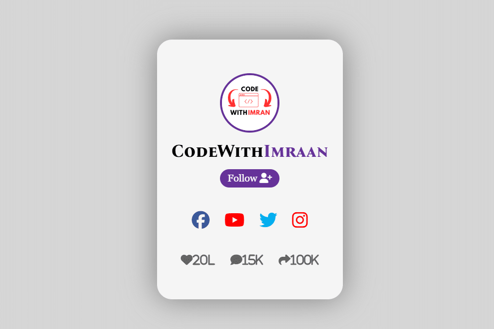 Profile card - web development project ideas