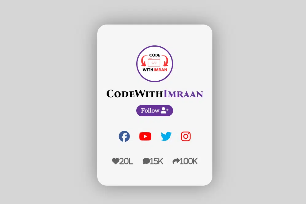 Profile card - web development project ideas