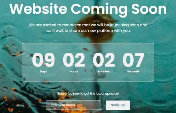 coming soon countdown page