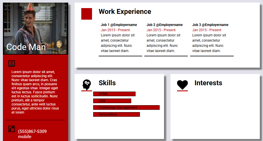 static resume template