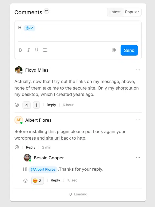 blog comment ui