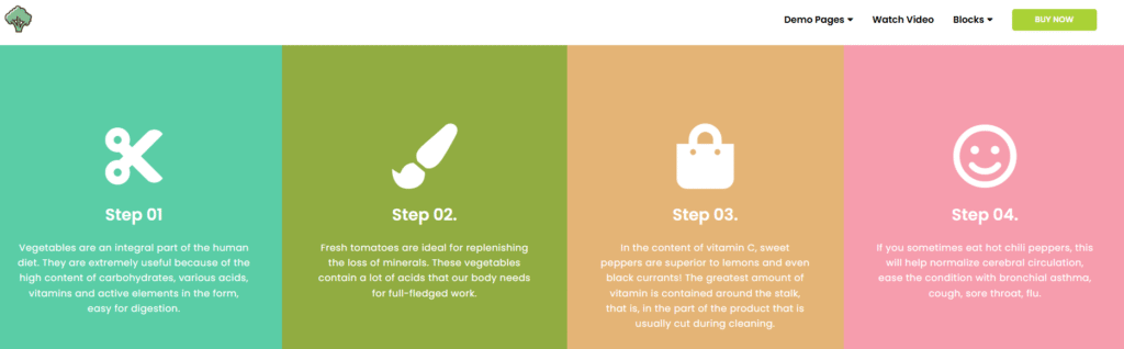 multi section landing page