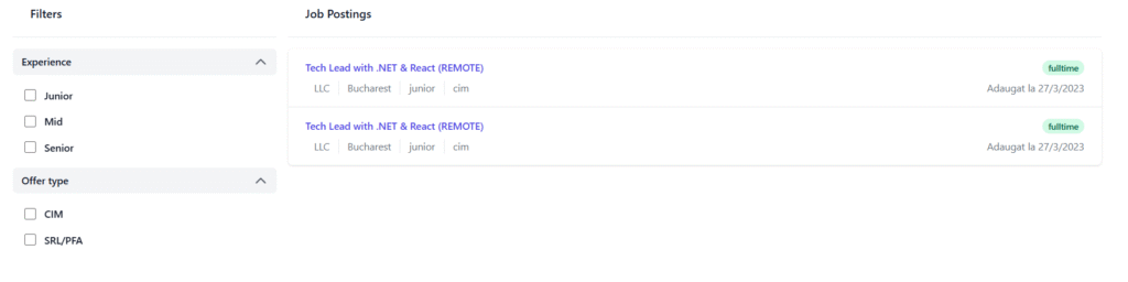 Job Board Listing using react js